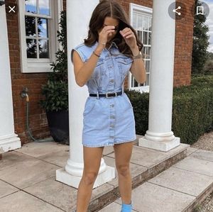 zara denim dress 2020 Zara + Patchwork Denim Dress
